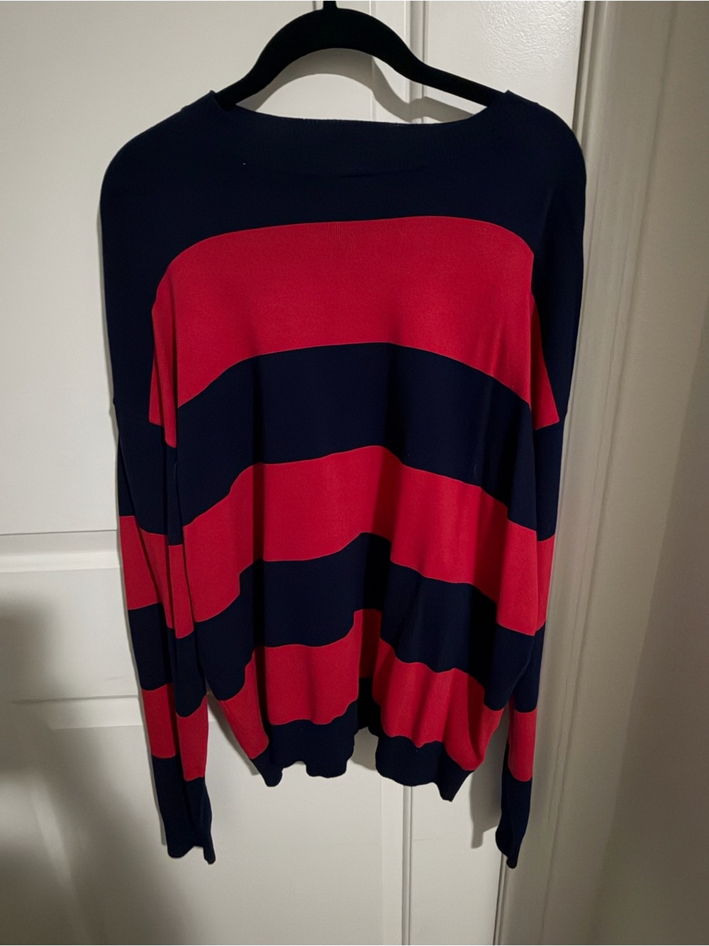 Edikted Navy and Red Striped Women’s Sweater